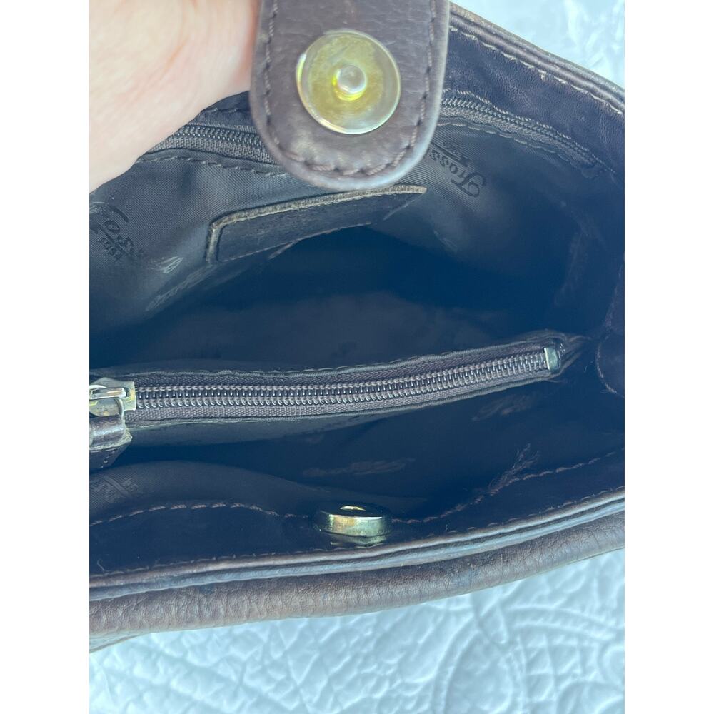 Fossil Brown Leather Small Pebbled Travel Lightweight MInimalist Purse Handbag - Picture 11 of 12